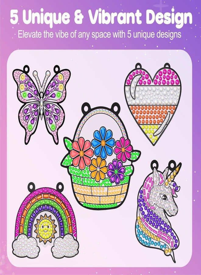 ZIZZ Diamond Painting Suncatcher Kits for Kids, 4PCS Fun Arts and Crafts for Kids Ages 8-12 Boys Girls Crafts Gift for Kids Birthdays Valentine's Day Gifts Ages 6+ - Image 5